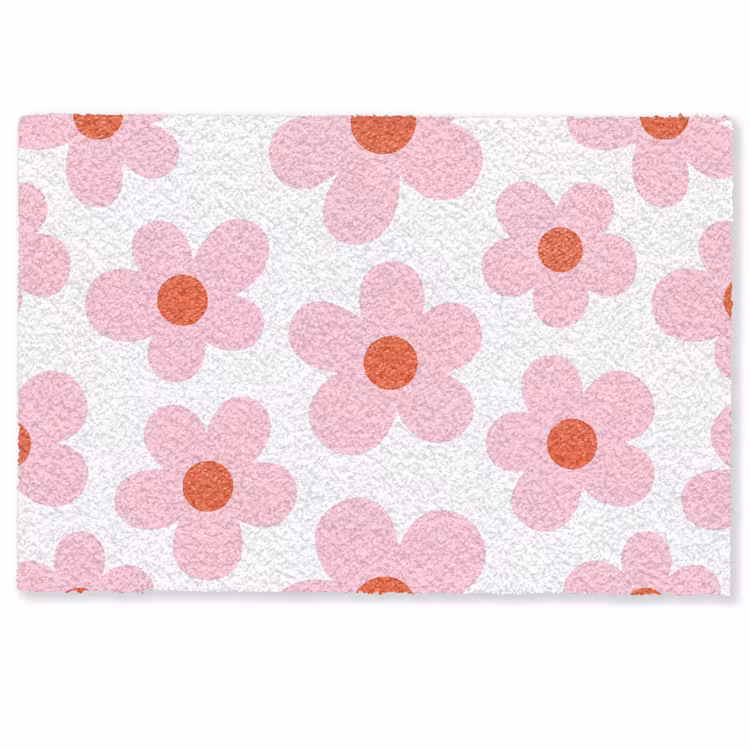 Deurmat - Bloemen - Patroon - Modern - Roze - Wit — 1