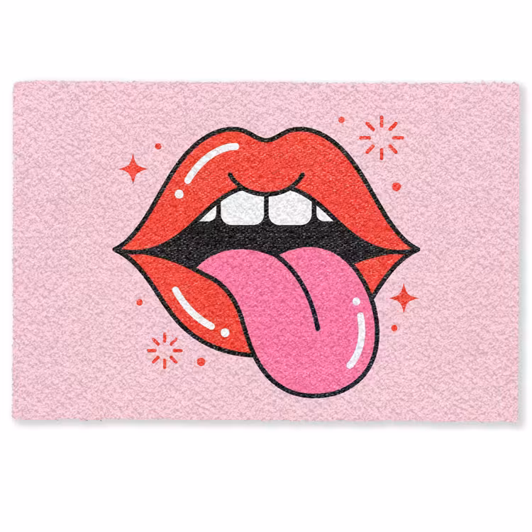 Deurmat - Lippen - Tong - Pop-art - Kleurrijk - Roze — 1