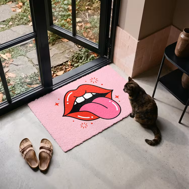 Deurmat - Lippen - Tong - Pop-art - Kleurrijk - Roze — 2