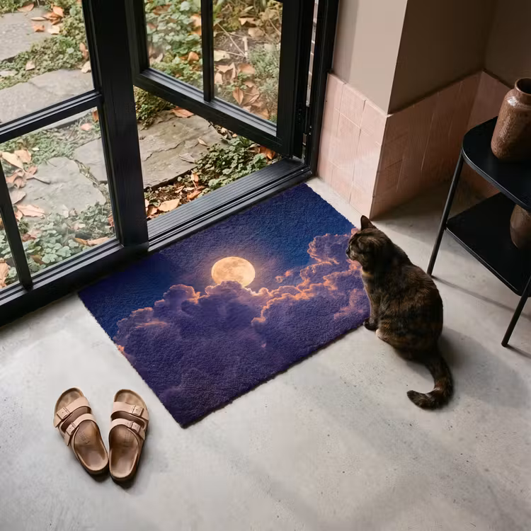 Deurmat - Maan - Wolken - Nacht - Oranje — 2