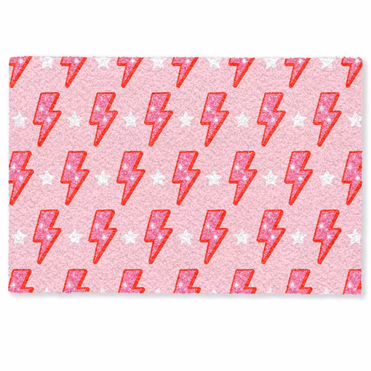 Deurmat - Patroon - Bliksem - Ster - Glitter - Roze — 1