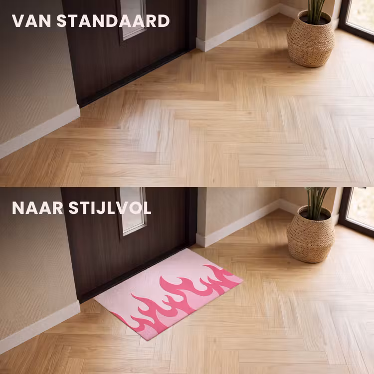 Deurmat - Vlammen - Patroon - Abstract - Modern - Roze — 3