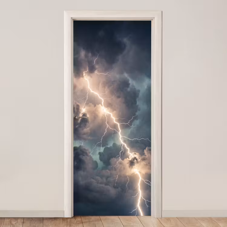 Deursticker - Bliksem - Storm - Natuur - Donker — 1