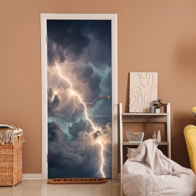 Deursticker - Bliksem - Storm - Natuur - Donker — 2