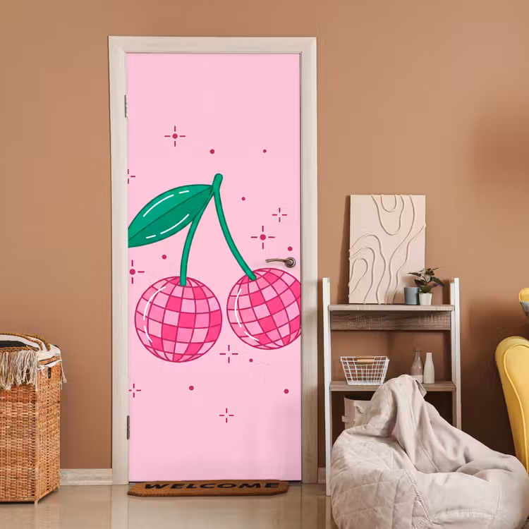 Deursticker - Decoratie - Disco-bal - Feest - Roze — 2
