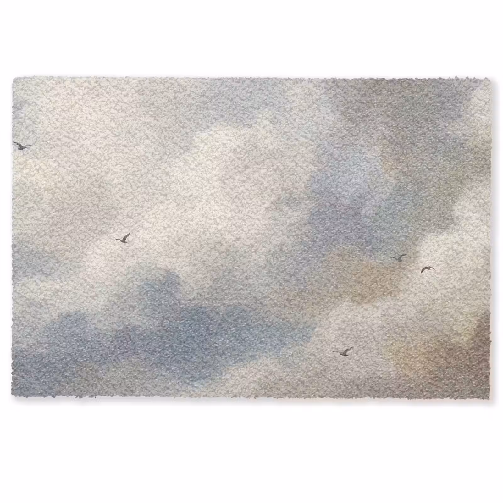 Deurmat - Vogel - Wolken - Natuur - Modern - Grijs — 1