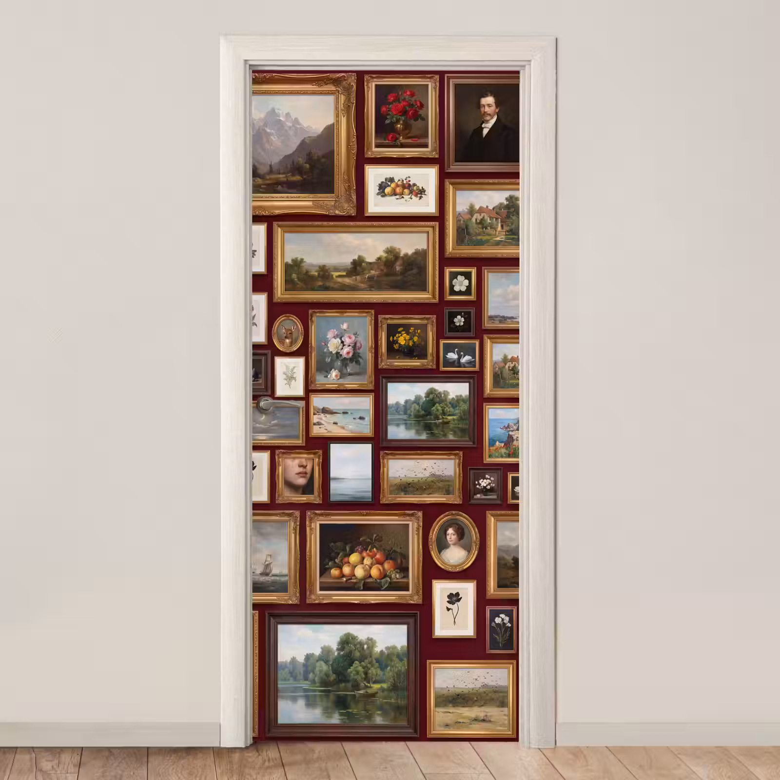 Deursticker - Bloemen - Vaas - Klassiek - Kunst - Rood — 1