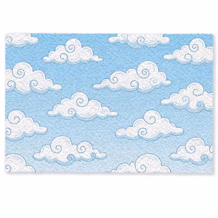 Deurmat - Wolk - Lucht - Cartoon - Blauw - Wit — 1