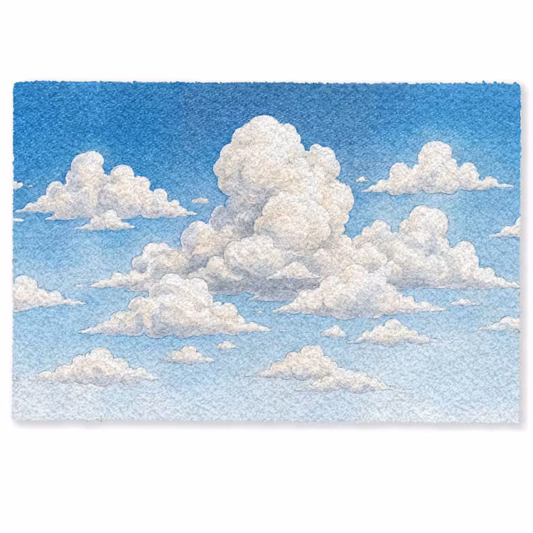 Deurmat - Wolken - Blauwe lucht - Natuur - Modern - Wit — 1