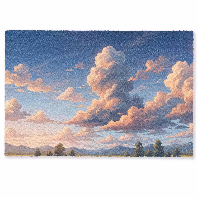 Deurmat - Wolken - Daghemel - Natuur - Illustratie - Oranje — 1