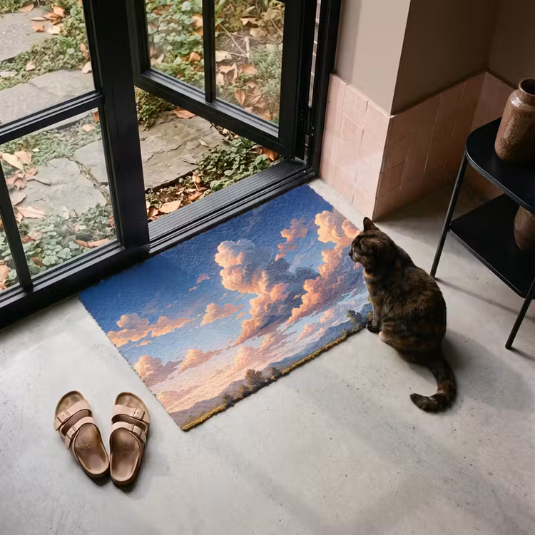 Deurmat - Wolken - Daghemel - Natuur - Illustratie - Oranje — 2