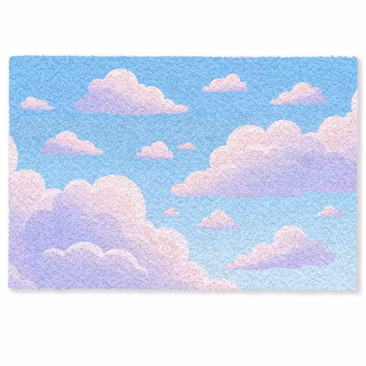 Deurmat - Wolken - Roze - Blauw - Natuur - Modern — 1