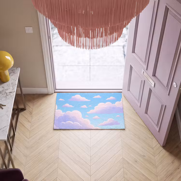 Deurmat - Wolken - Roze - Blauw - Natuur - Modern — 4