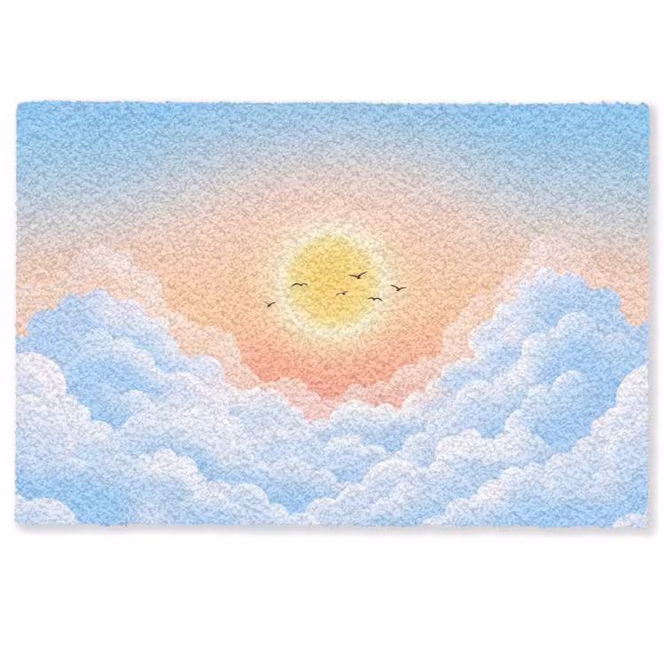 Deurmat - Zon - Vogels - Lucht - Natuur - Geel — 1