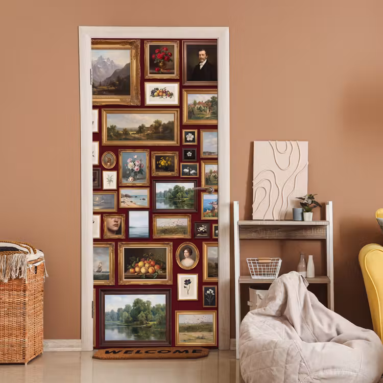 Deursticker - Bloemen - Vaas - Klassiek - Kunst - Rood — 2