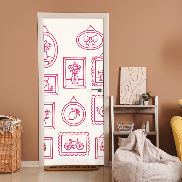 Deursticker - Illustratie - Collectie - Kunst - Minimalistisch - Roze — 2