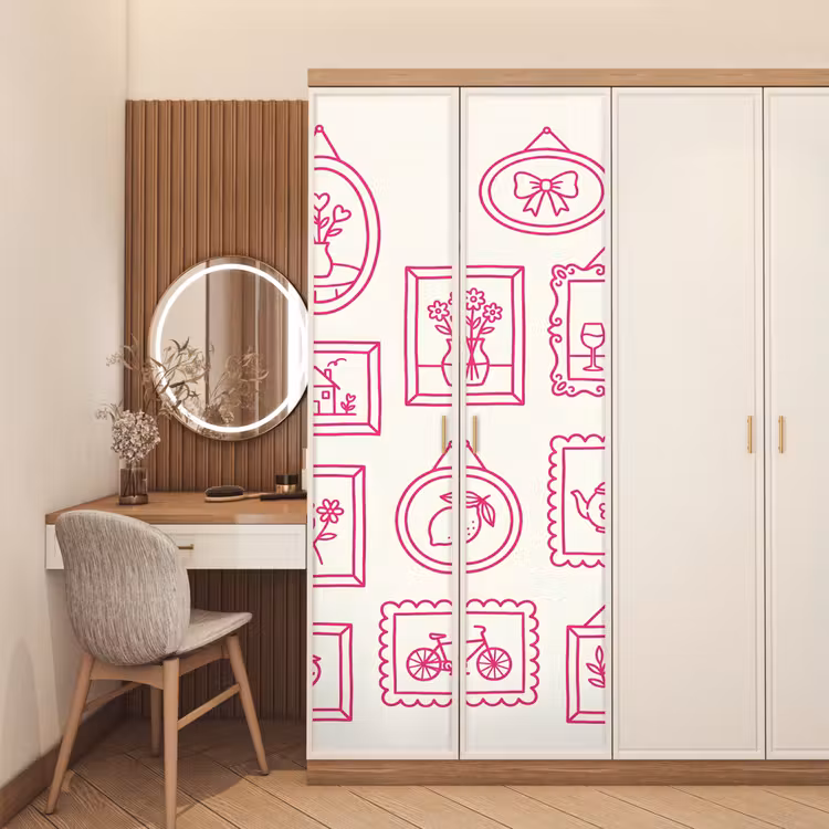 Deursticker - Illustratie - Collectie - Kunst - Minimalistisch - Roze — 5