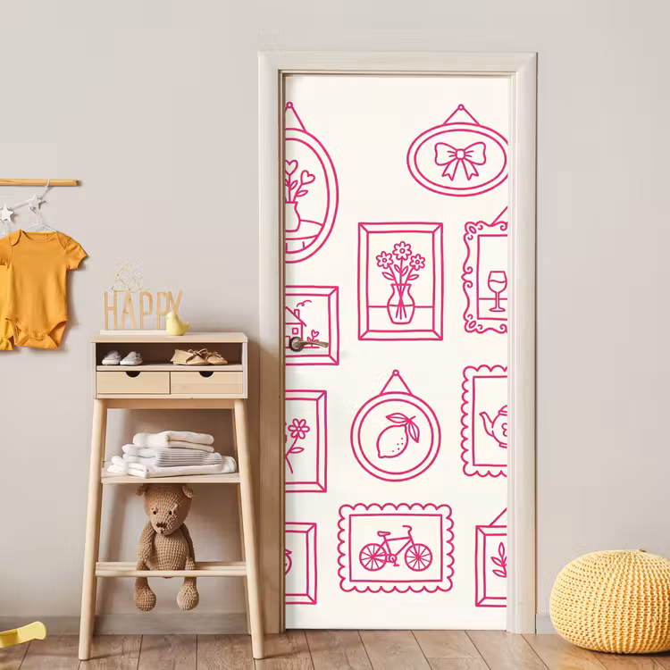 Deursticker - Illustratie - Collectie - Kunst - Minimalistisch - Roze — 6