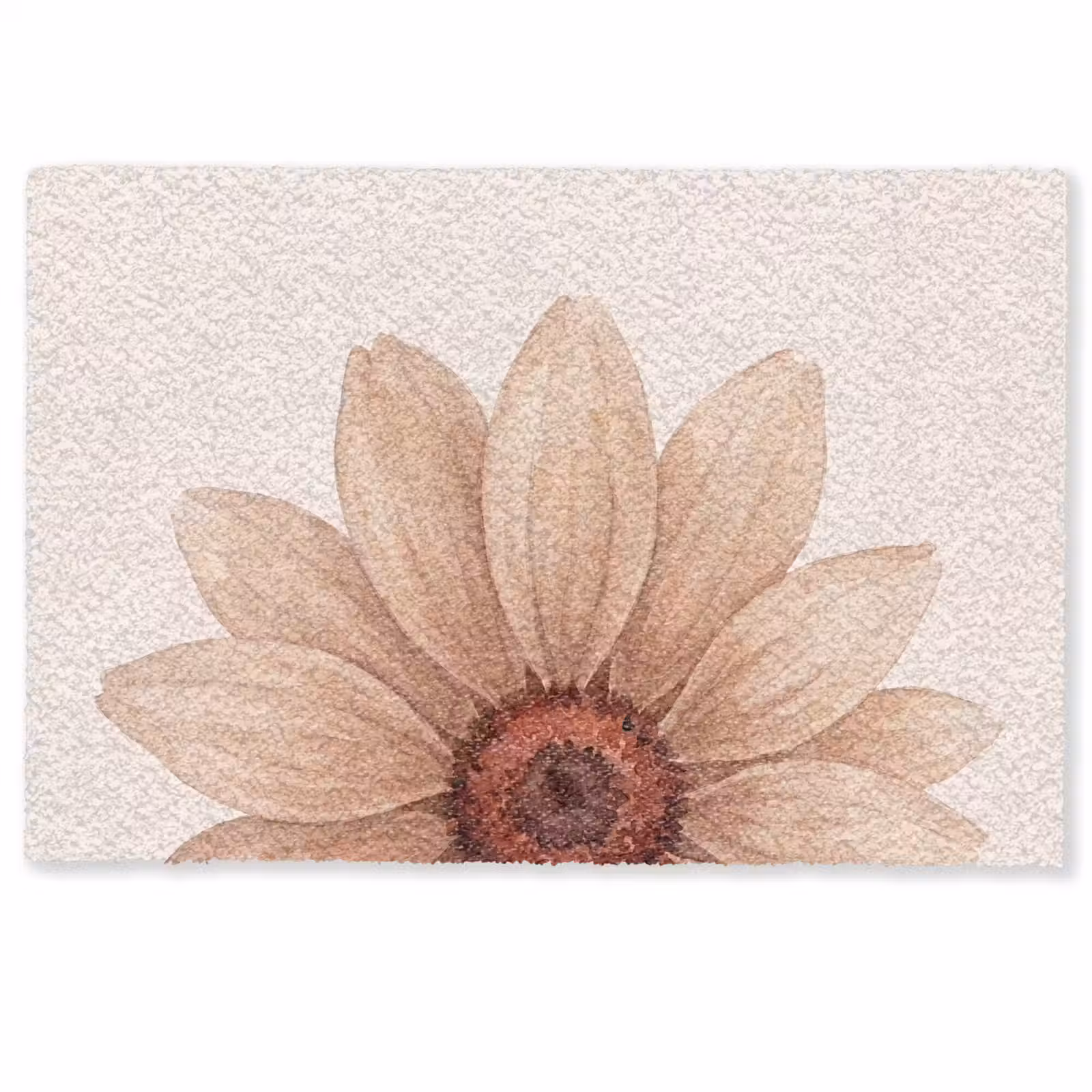 Deurmat - Bloemen - Bloemblad - Natuur - Aquarel - Beige — 1