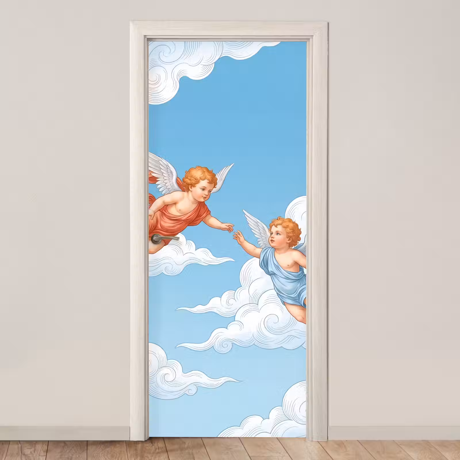 Deursticker - Engel - Vliegend - Klassiek - Blauw — 1
