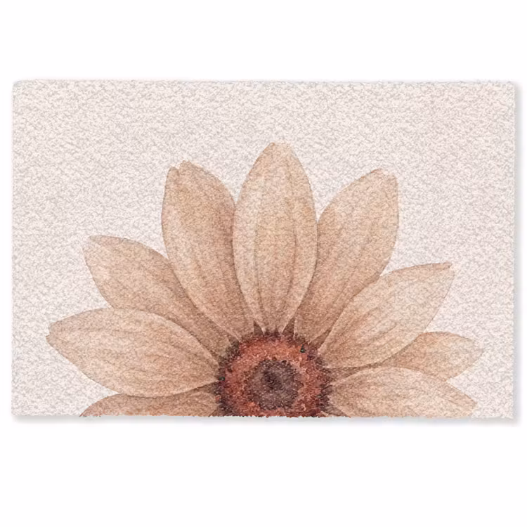 Deurmat - Bloemen - Bloemblad - Natuur - Aquarel - Beige — 1