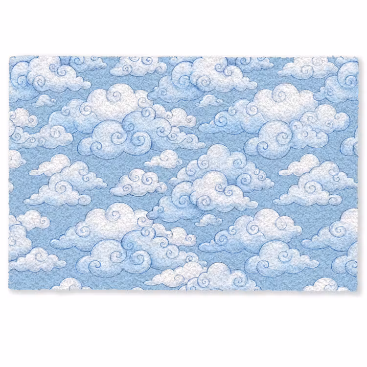 Deurmat - Wolken - Patroon - Hemel - Illustratie - Wit — 1