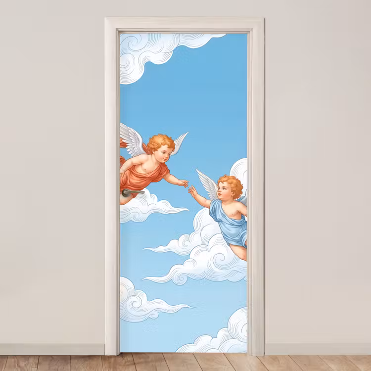 Deursticker - Engel - Vliegend - Klassiek - Blauw — 1