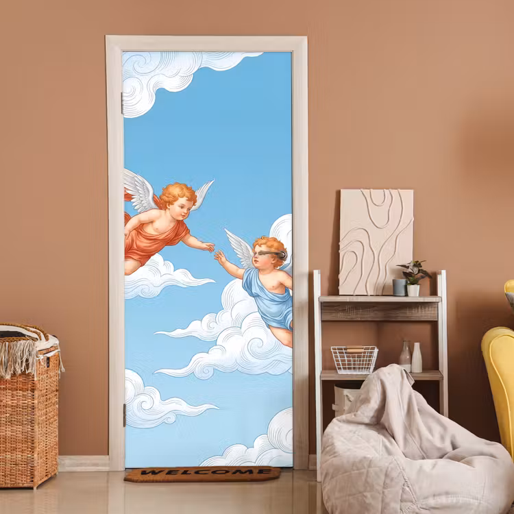 Deursticker - Engel - Vliegend - Klassiek - Blauw — 2