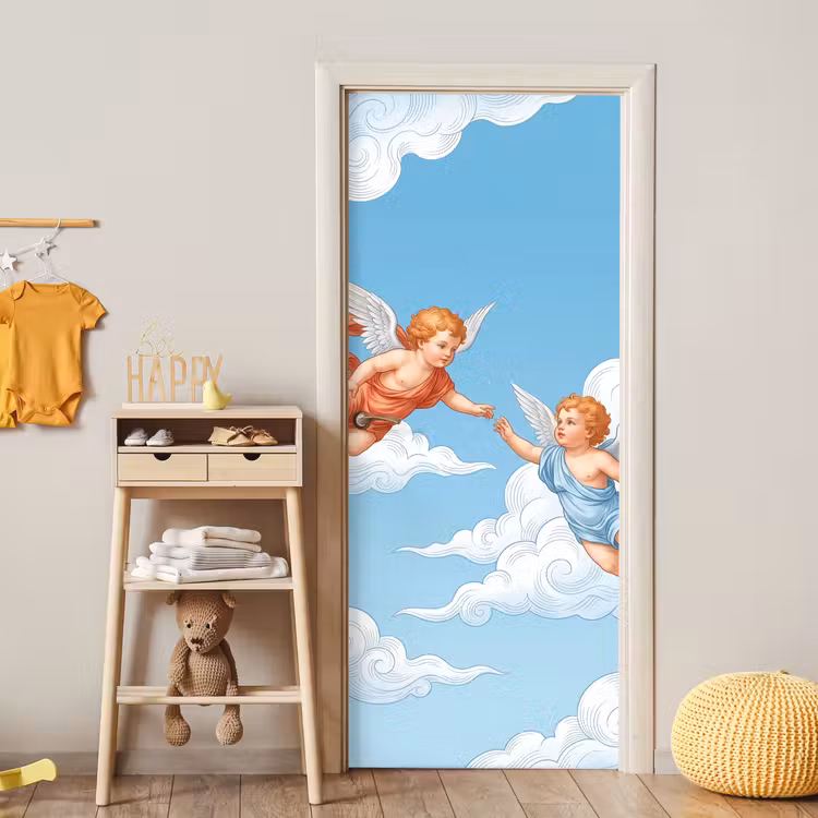 Deursticker - Engel - Vliegend - Klassiek - Blauw — 6