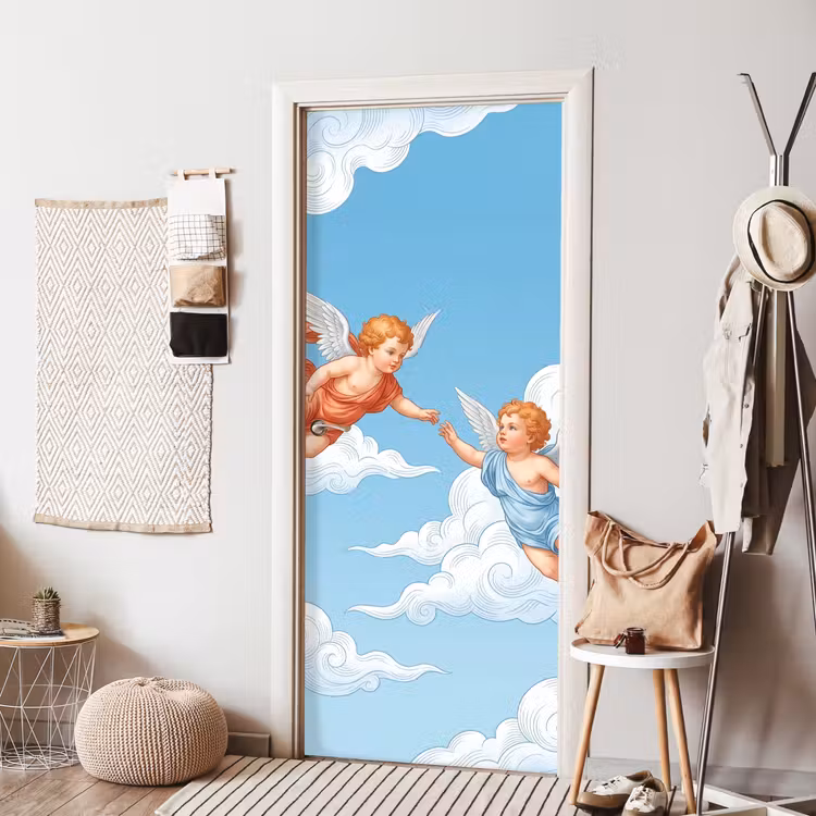 Deursticker - Engel - Vliegend - Klassiek - Blauw — 8