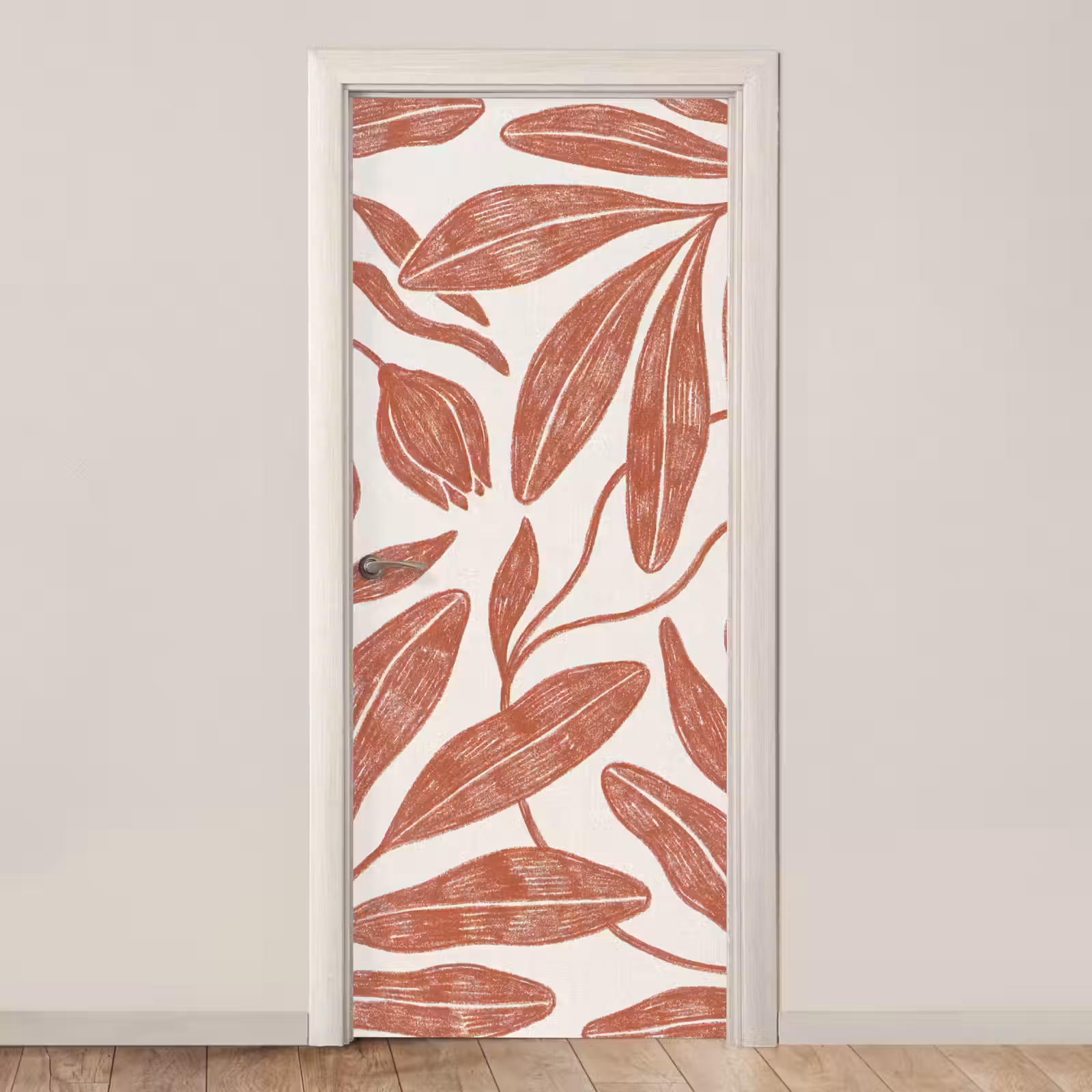 Deursticker - Bloemen - Patroon - Modern - Natuur - Bruin — 1
