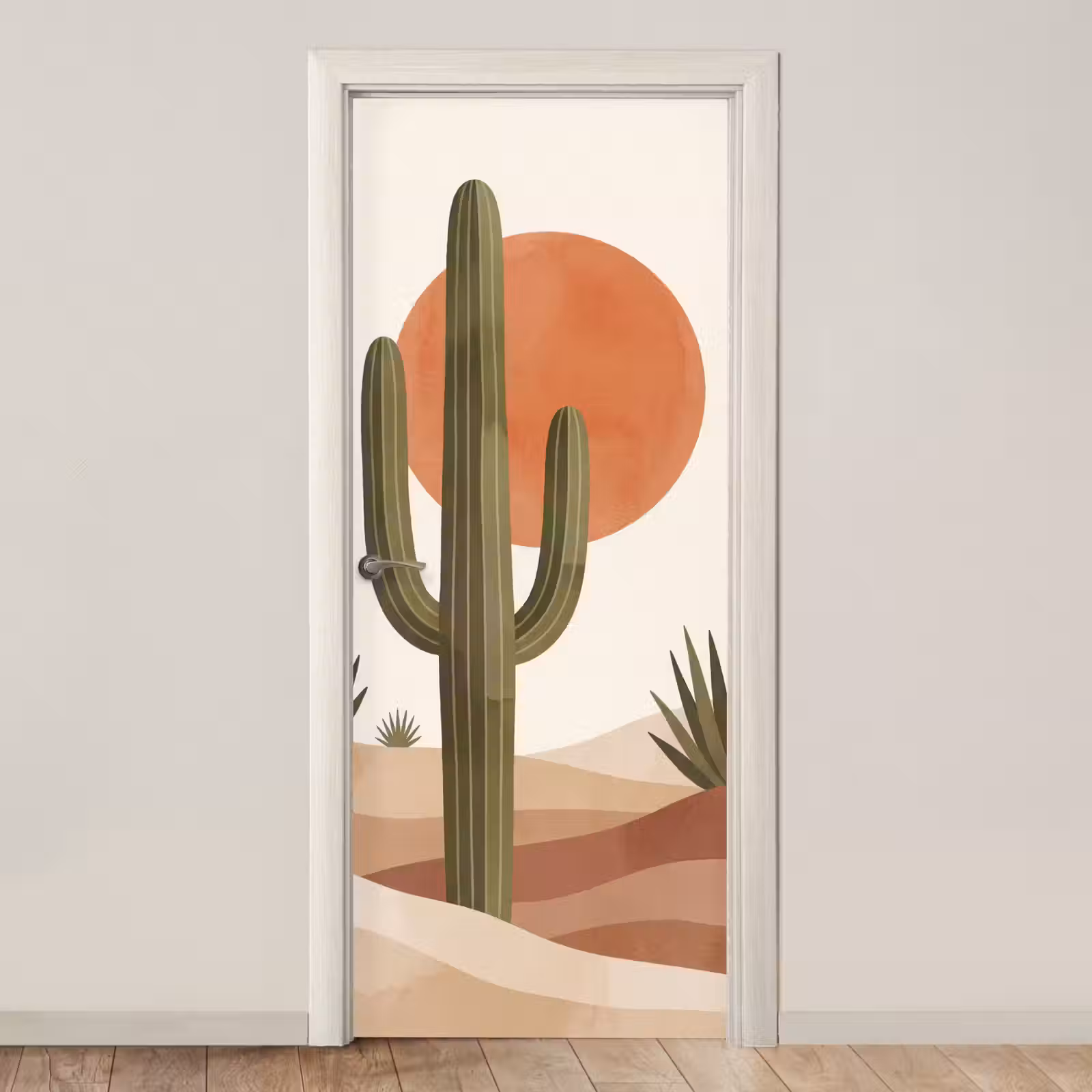 Deursticker - Cactus - Duinen - Modern - Landschap - Groen — 1