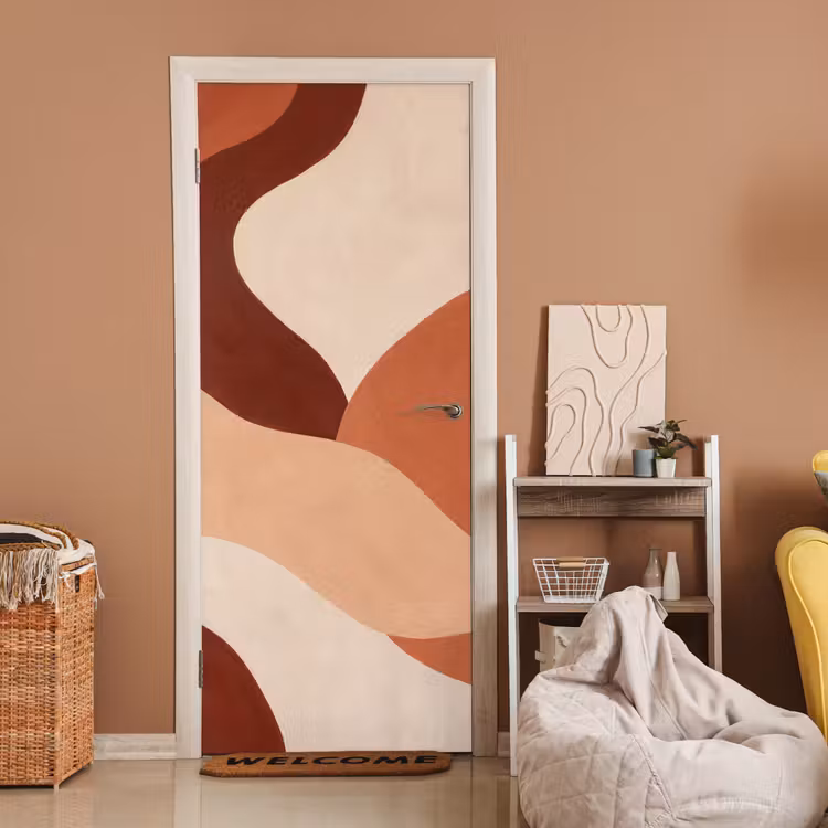 Deursticker - Abstract - Vormen - Organisch - Aardetinten - Modern — 2