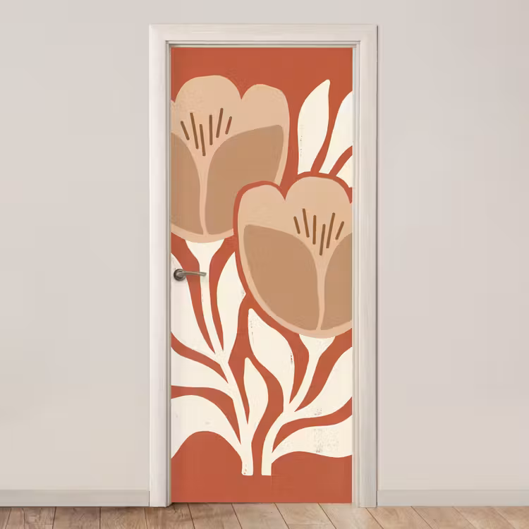 Deursticker - Bloemen - Abstract - Modern - Beige - Natuur — 1