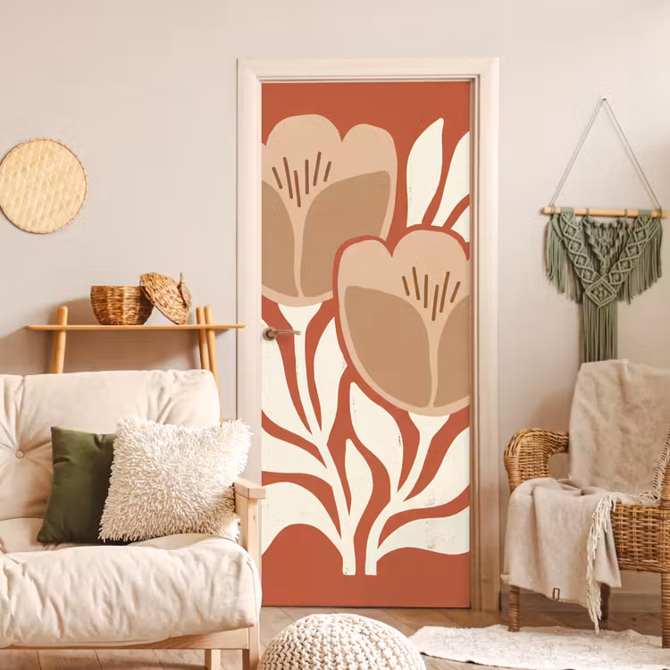 Deursticker - Bloemen - Abstract - Modern - Beige - Natuur — 4