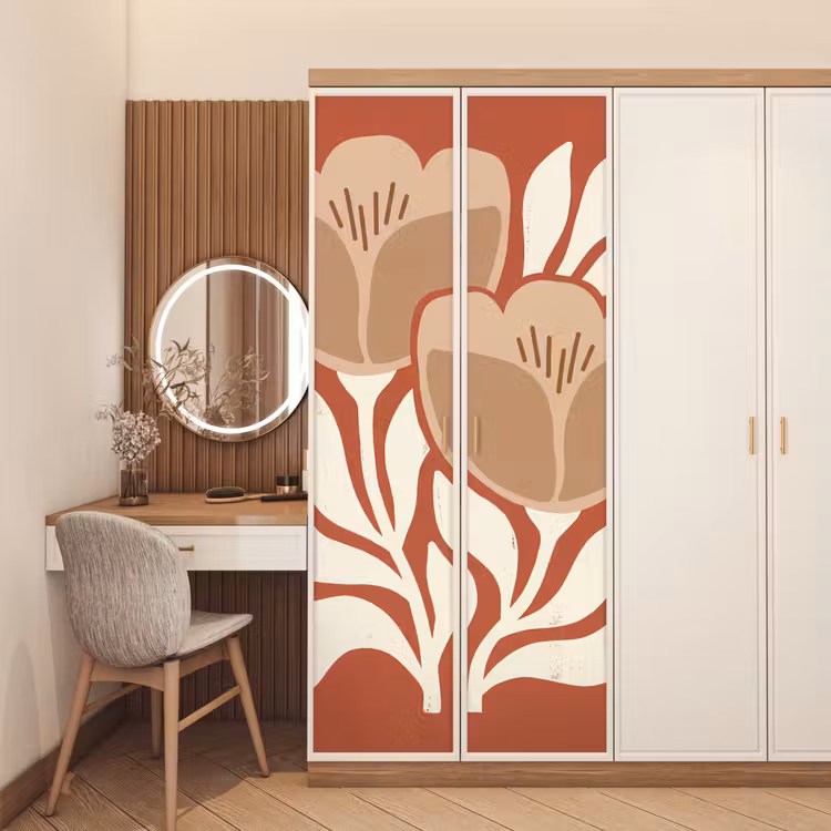 Deursticker - Bloemen - Abstract - Modern - Beige - Natuur — 5