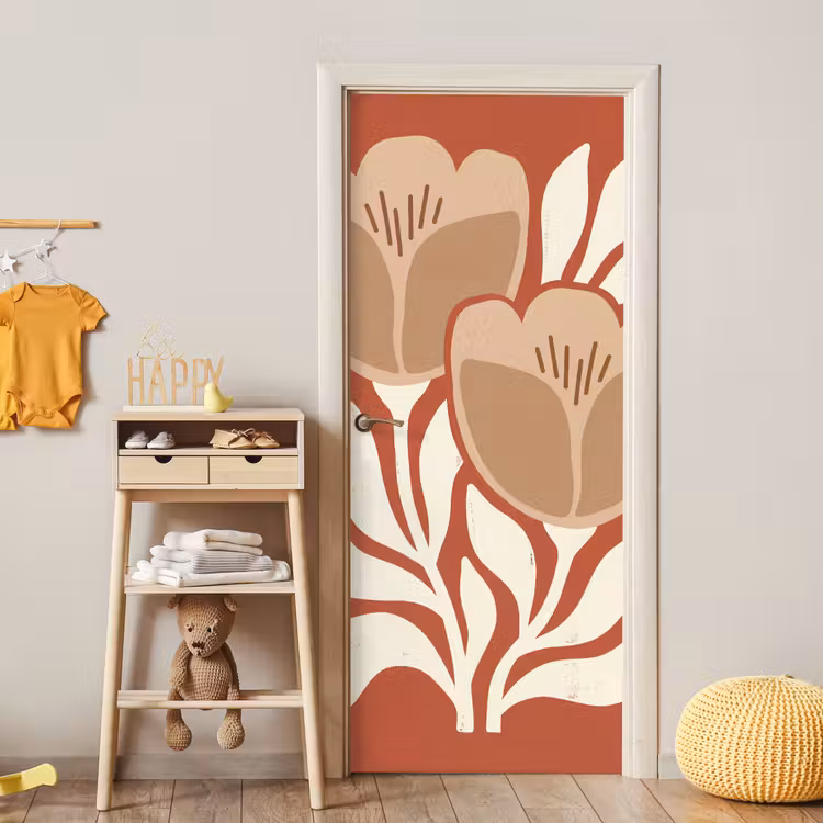 Deursticker - Bloemen - Abstract - Modern - Beige - Natuur — 6