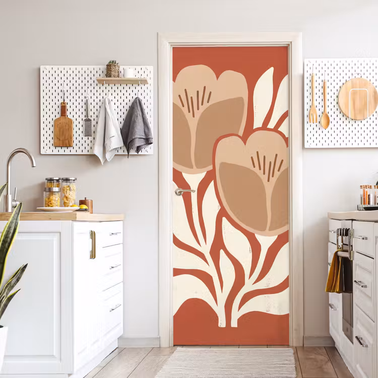 Deursticker - Bloemen - Abstract - Modern - Beige - Natuur — 7
