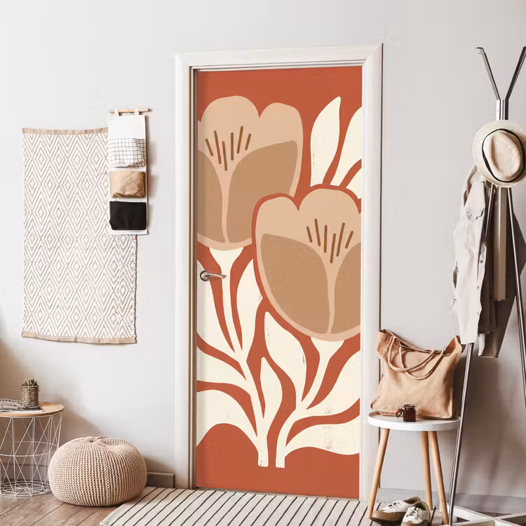 Deursticker - Bloemen - Abstract - Modern - Beige - Natuur — 8