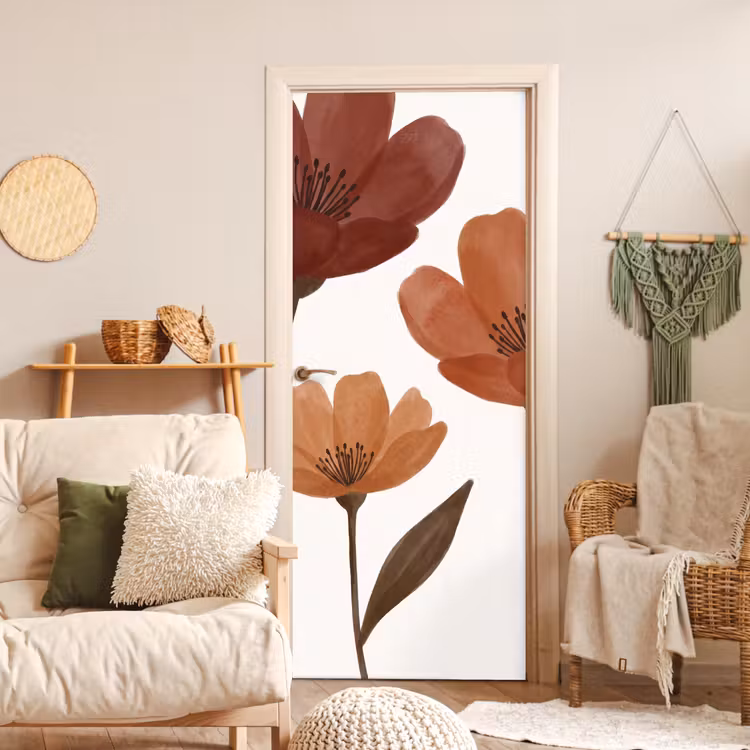 Deursticker - Bloemen - Abstract - Modern - Bruin - Decoratief — 4