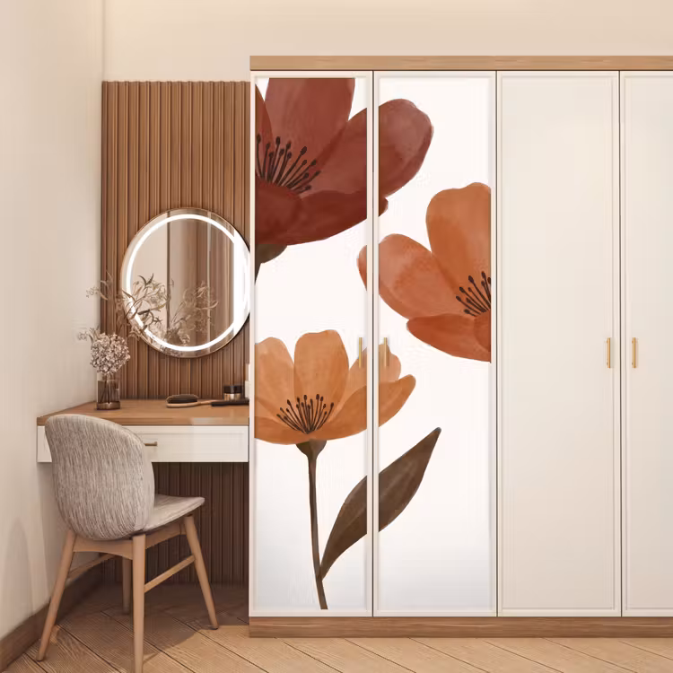 Deursticker - Bloemen - Abstract - Modern - Bruin - Decoratief — 5