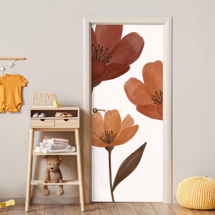 Deursticker - Bloemen - Abstract - Modern - Bruin - Decoratief — 6