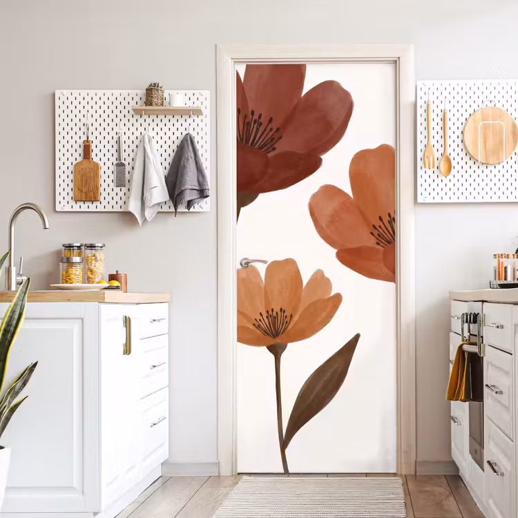 Deursticker - Bloemen - Abstract - Modern - Bruin - Decoratief — 7
