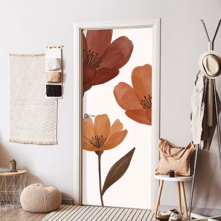 Deursticker - Bloemen - Abstract - Modern - Bruin - Decoratief — 8