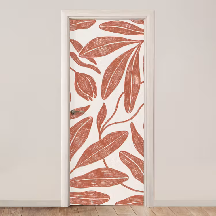 Deursticker - Bloemen - Patroon - Modern - Natuur - Bruin — 1