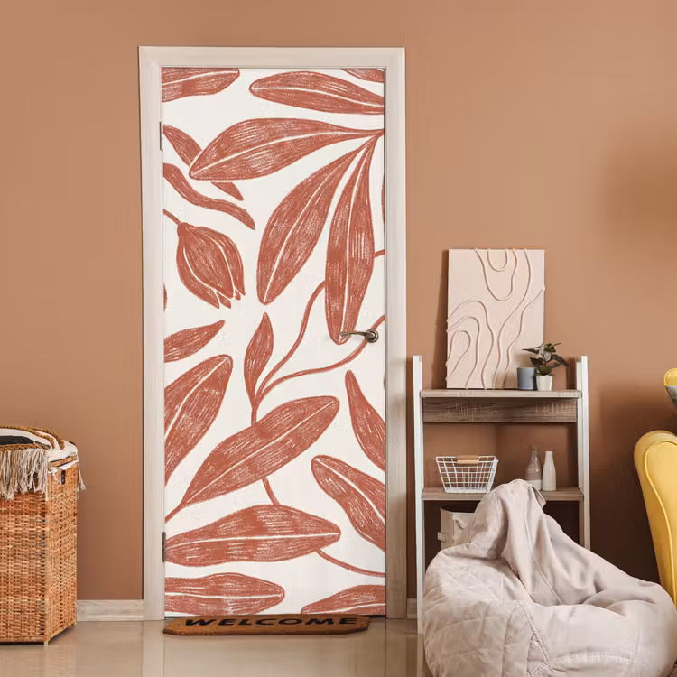 Deursticker - Bloemen - Patroon - Modern - Natuur - Bruin — 2