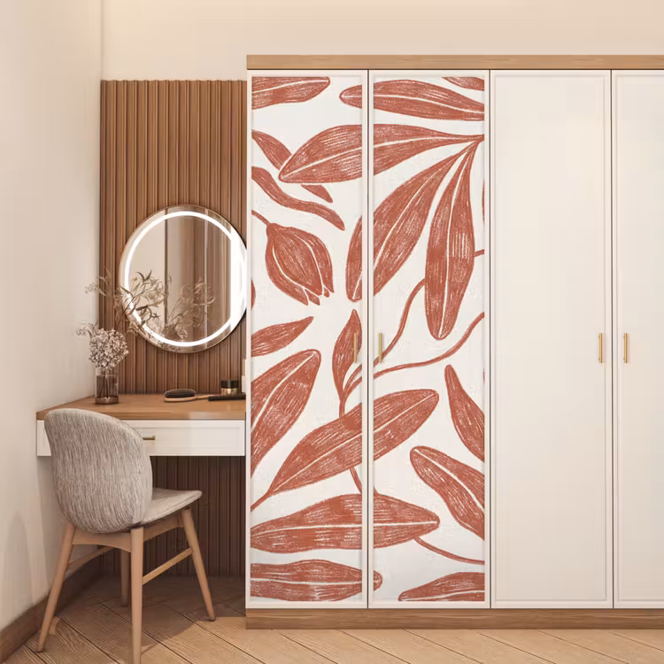 Deursticker - Bloemen - Patroon - Modern - Natuur - Bruin — 5