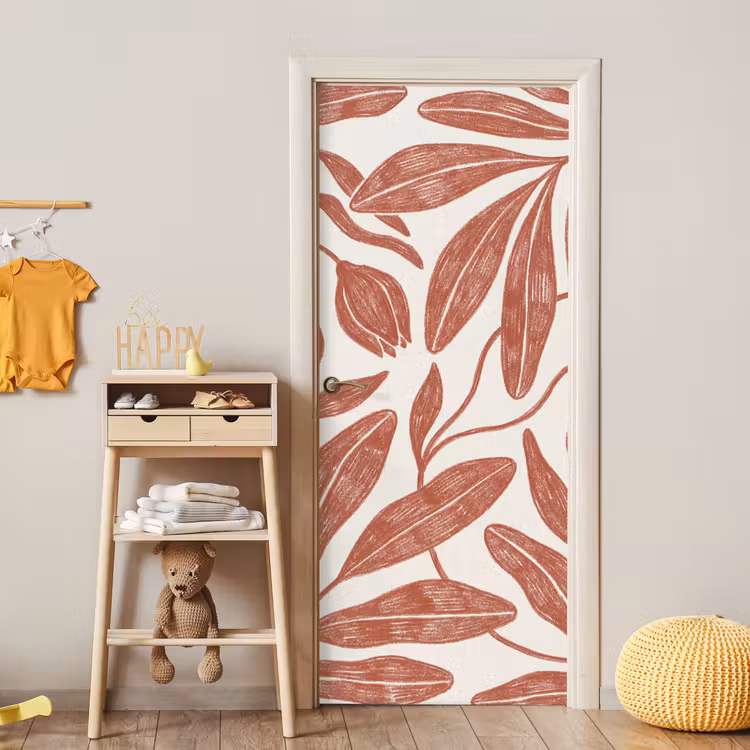 Deursticker - Bloemen - Patroon - Modern - Natuur - Bruin — 6