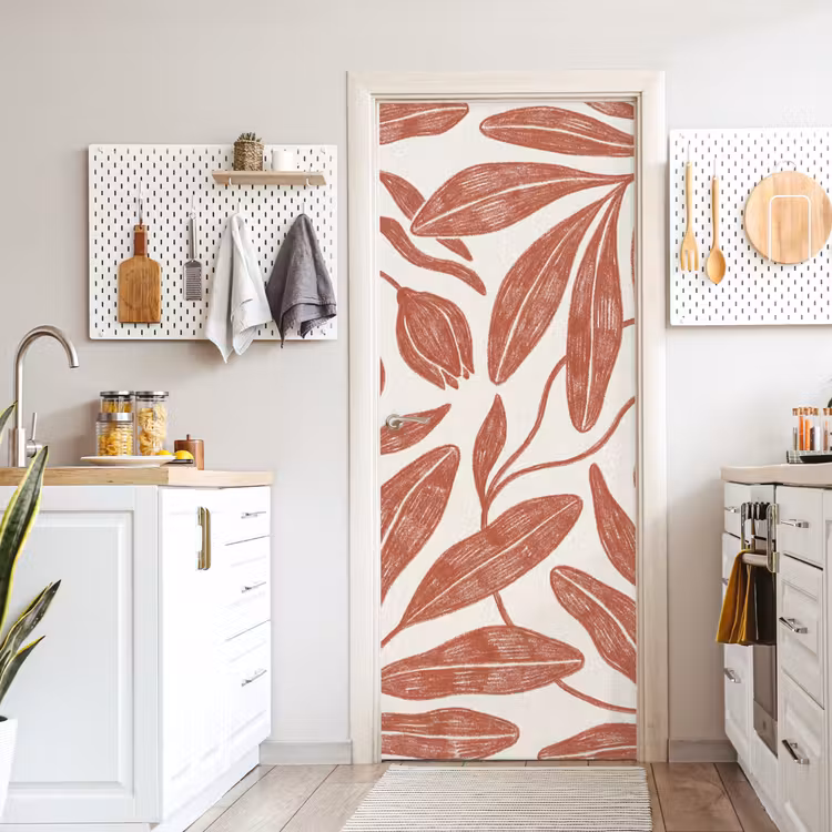 Deursticker - Bloemen - Patroon - Modern - Natuur - Bruin — 7