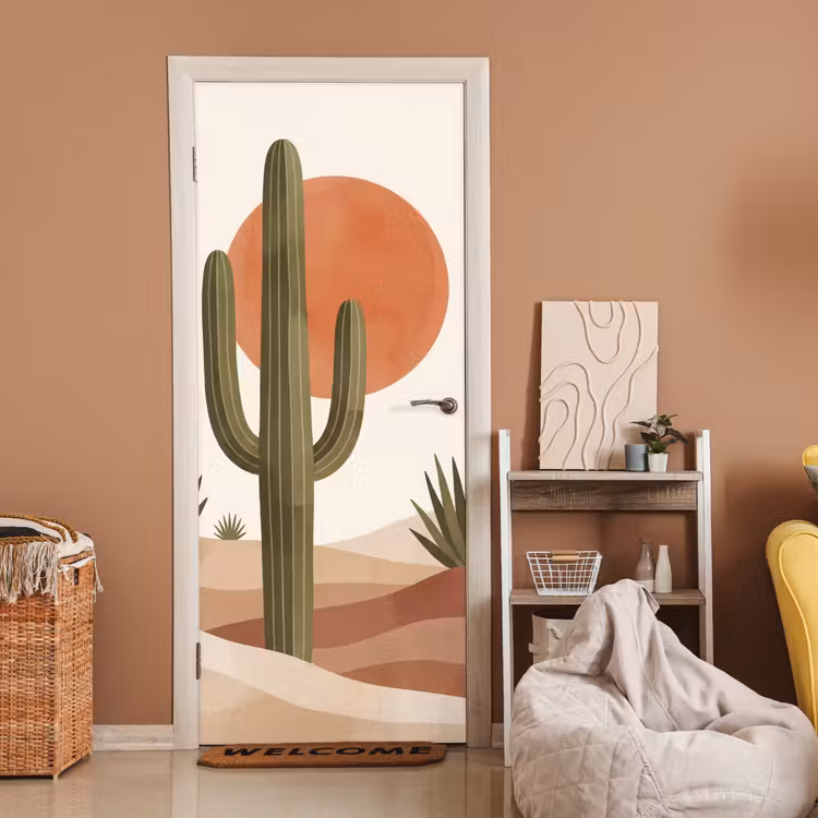 Deursticker - Cactus - Duinen - Modern - Landschap - Groen — 2